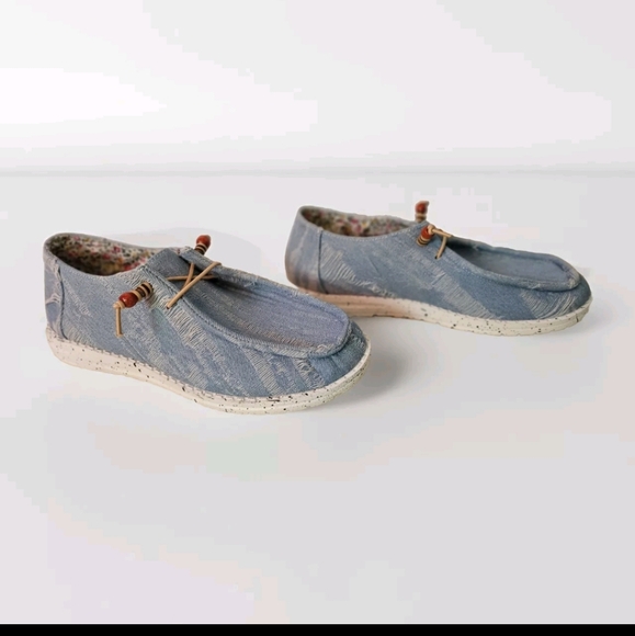 Shein Womens Blue Jean Distressed Look Slip On Loafer Casual Shoes Size 8 - Picture 6 of 8